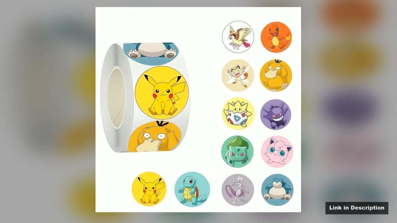 500PCSRoll Cute Pokemon Pikachu Cartoon Anime Sealing Stickers Decoration DIY PVC Laptop Decals