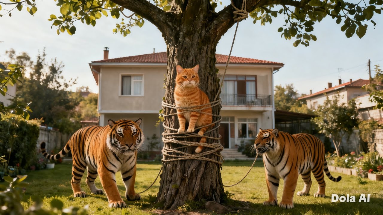 THE CAT TOOK THE TIGER'S CUB, AND THE TIGER TOOK IT BACK FROM THE CAT. 🐈😸