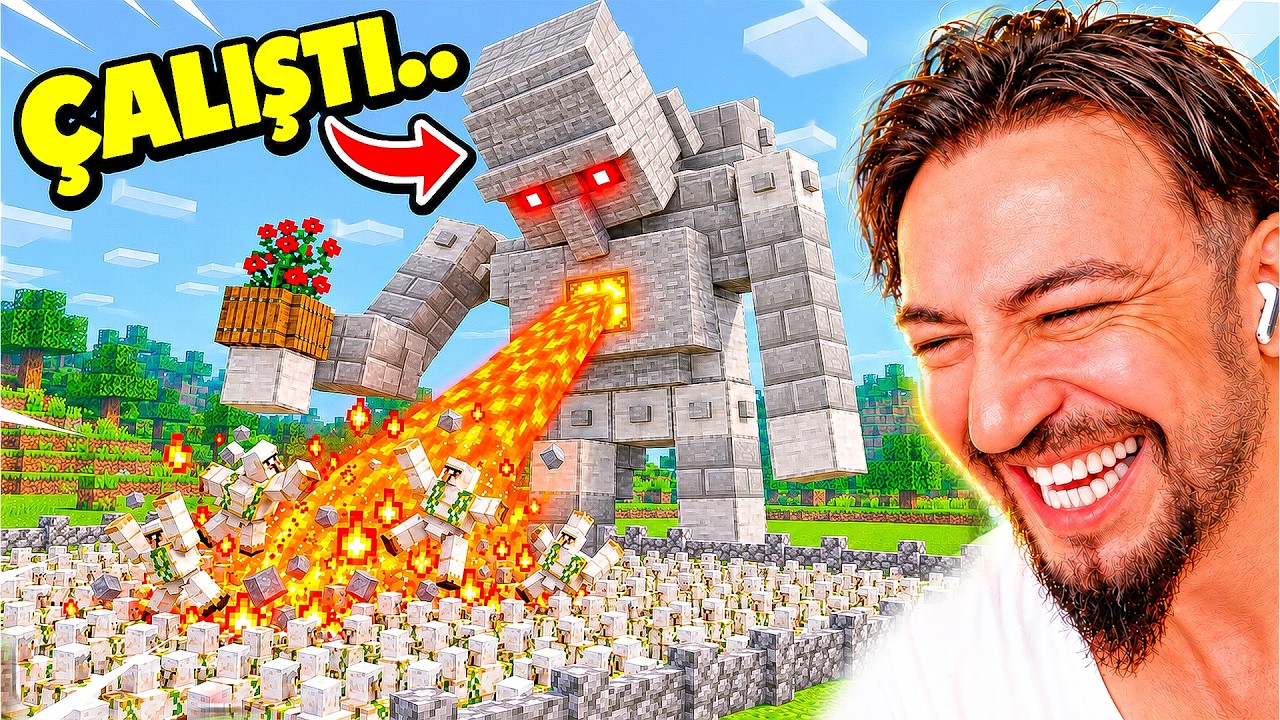 MİNECRAFT'TA DEV GOLEM FARMI YAPTIM..(Çalıştı) 10 YOUTUBER MİNECRAFT #7