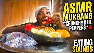 ASMR MUKBANG *CRUNCHY BELL PEPPERS* 🫑 Rice & Beans with Beef Stew & Eggs (EATING SOUNDS)