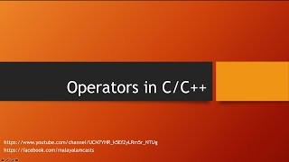 ഓപ്പറേറ്ററുകൾ - Operators in C/C++ programming in malayalam