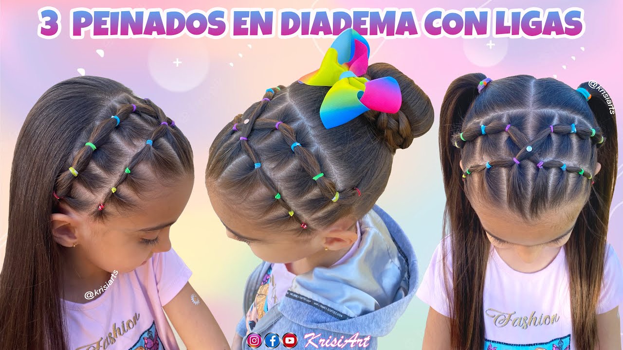 3 PEINADOS FÁCILES PARA NIÑAS EN DIDADEMA CON LIGAS