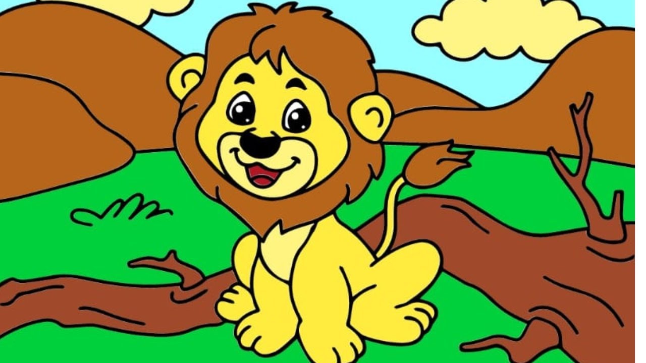 The Lion drawing, painting and Coloring for Kids & Toddlers | Learn ...