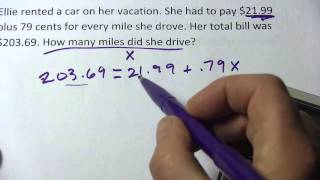 Solving a Decimal Word Problem Using a Linear Equation