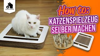 🔥 Katzenspielzeug selber machen/ basteln, Ideen, Abenteuer-Kratzbrett & Fummelbrett aus Pappe