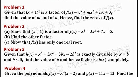 Polynomials: Part 6-Miscellaneous Problems 1