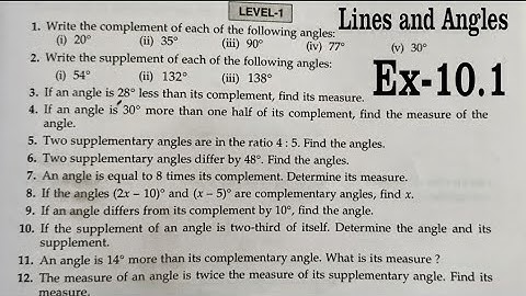 RD SHARMA EX 10.1 Q1 to Q12 Solutions for Class 9 Maths Chapter 10 Lines and Angles