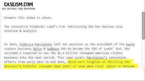 The Innovation Playbook: Land’s End: Envisioning  Case Solution & Analysis- Caseism.com