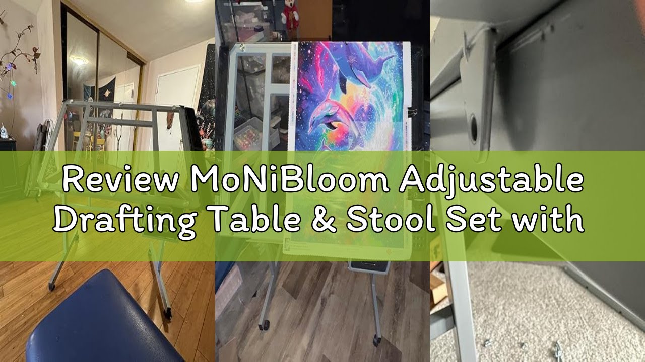 Review MoNiBloom Adjustable Drafting Table & Stool Set with Storage, Versatile Art Desk and Craft Ce
