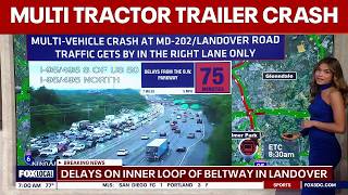 3 tractor trailers one hauling 10 000 pounds of garbage crash on I-495 in Prince George s