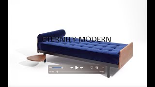S.C.A.L. Mid Century Modern Upholstered Wood Daybed
