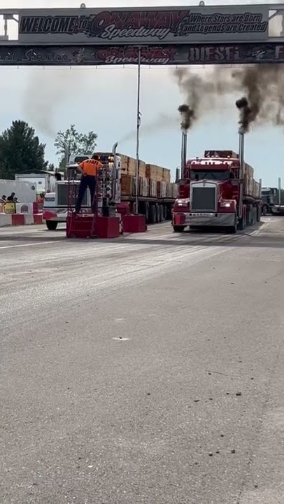 Fully loaded semi truck drag races