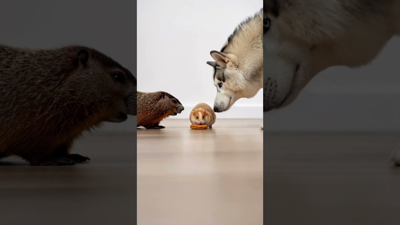 Will the Husky, Groundhog Steal the Cookie from the Tiny Hamster? 🐶🐹🐿️ 