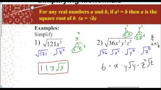 Review of Radicals - Simplifying Monomials