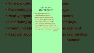 Duties of Receptionist / Receptionist / #receptionist