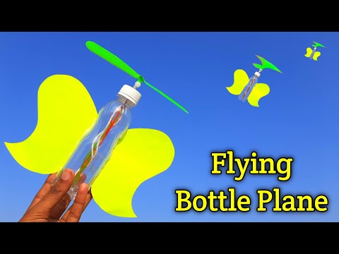 How to make rubberband bottle plane , How to make Rubber band propeller plane , paper helicopter