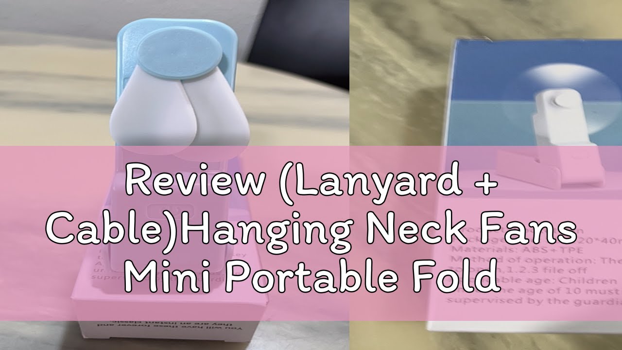Review (Lanyard + Cable)Hanging Neck Fans Mini Portable Folding USB Small Fan Mute Power Bank Porta