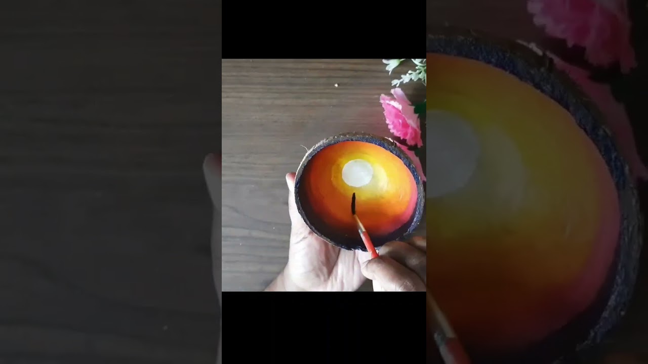 painting on  coconut shell 