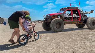 My Daughter Learned To Ride A Bike At The Craziest Place Possible