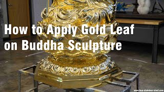 How to apply gold leaf on Buddha Sculpture screenshot 4