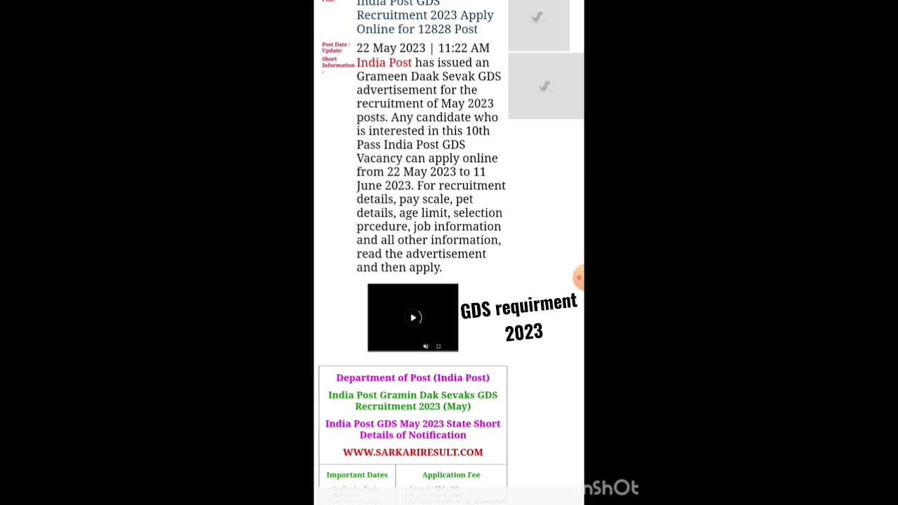 Post Office GDS May Requirement 2023