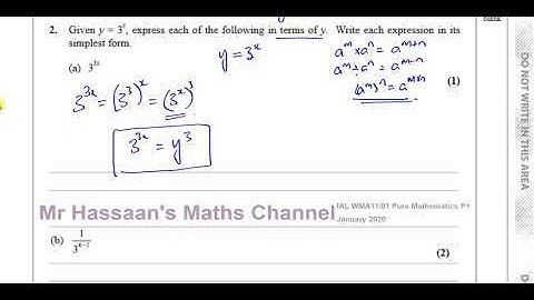 WMA11/01 Pure Mathematics P1 (IAL)  Jan 2020  Q2  Indices