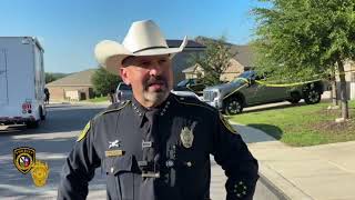 Sheriff Salazar gives briefing on man found dead and woman injured at Far West Bexar County home