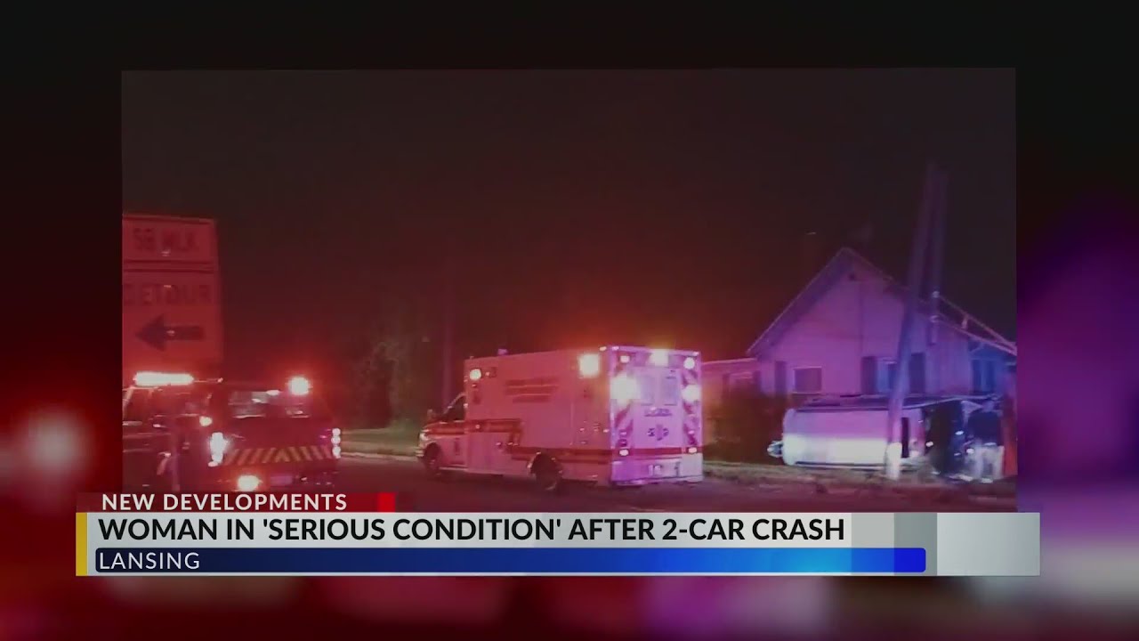 Woman in serious condition after two-car crash - YouTube