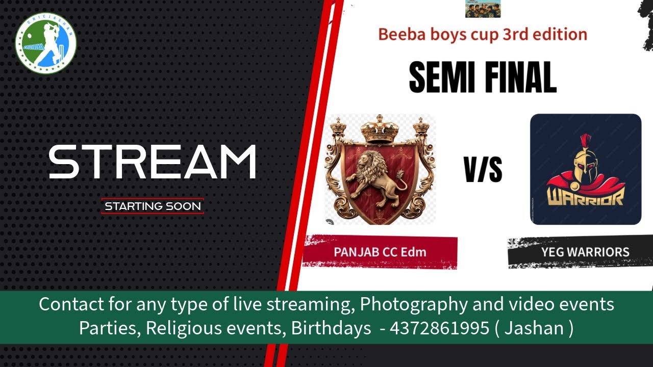 Punjab CC Edmonton vs YEG Warriors | Beeba Boys Cup 2025 | CricJashan Live | Live Cricket Match