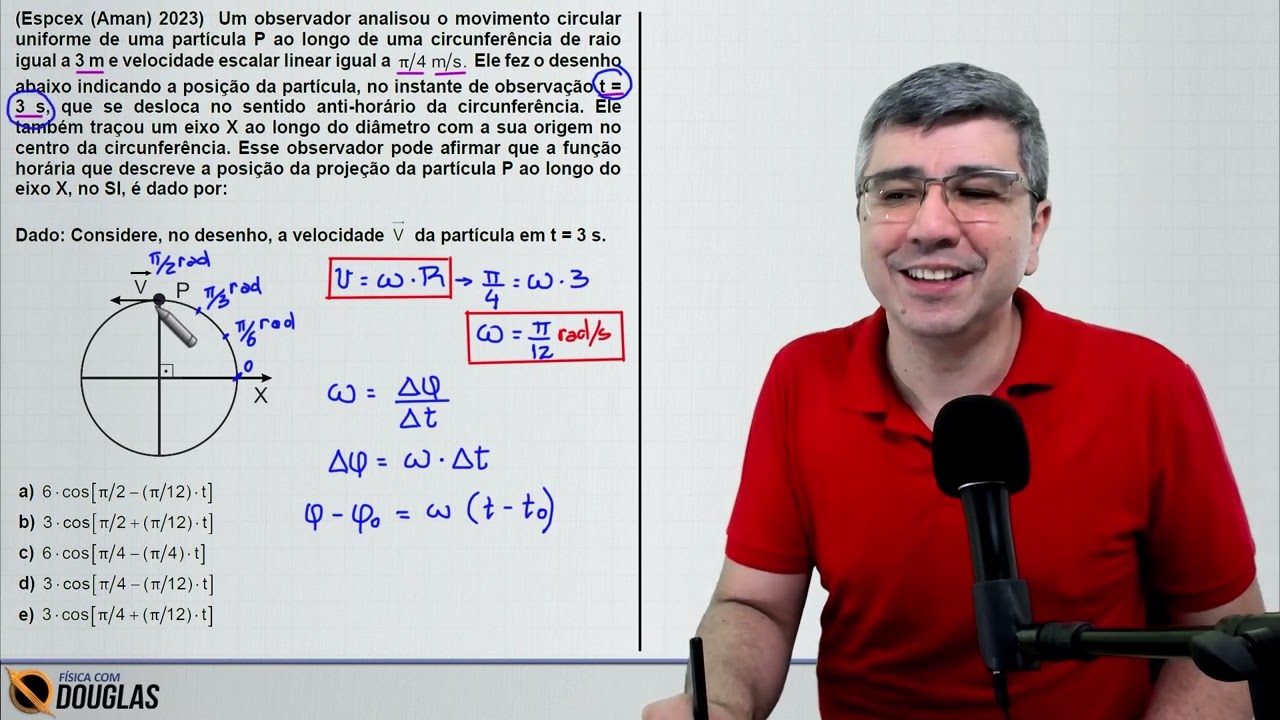 (Espcex (Aman) 2023) Um observador analisou o movimento circular uniforme de uma partícula