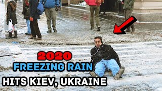 Freezing Rain Hits Kiev: Capital of Ukraine cold lockdown. : Ice Storm. December 13, 2020