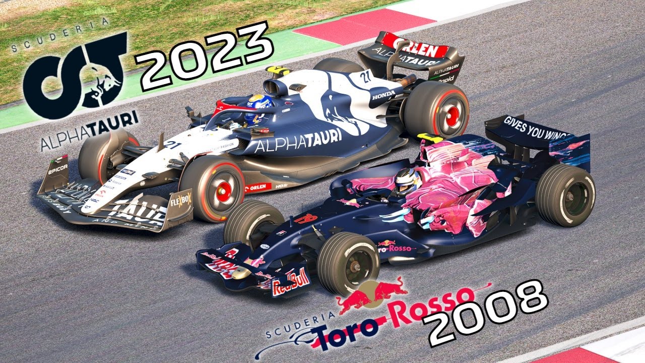 Alpha Tauri F1 2023 AT04 VS Toro Rosso STR03 2008 (Sebastian Vettel) at Mugello Circuit