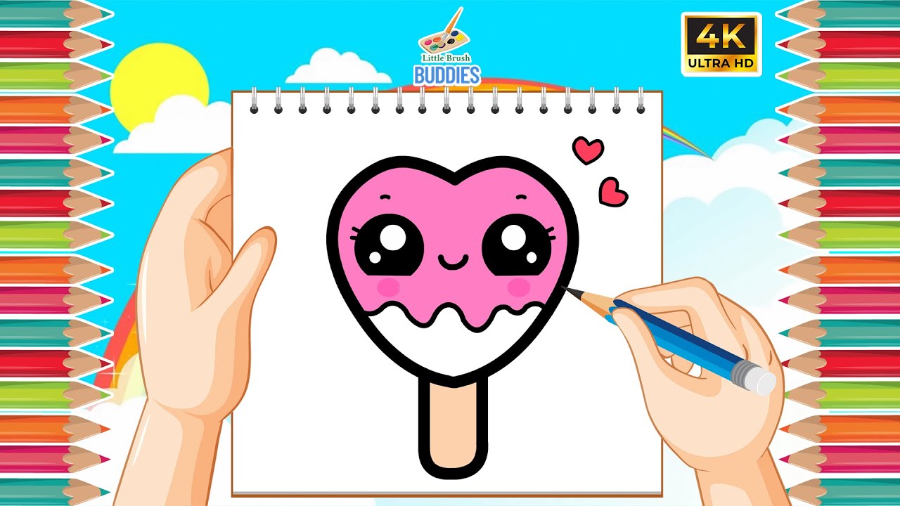 How to Draw a Cute Pink Heart Lollipop 💖🍭 | Easy Drawing for Kids | Kawaii Candy Art Tutorial