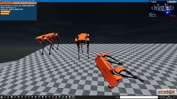 OrionX3D WIP newton 4 - quadruped robot spot - joints spring test.