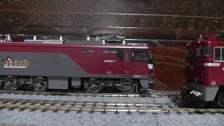 【鉄道模型】HOゲージEH500牽引現在の貨物列車とED75 700牽引50系普通列車