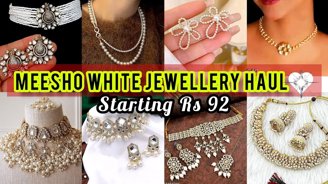 Meesho White Jewellery Haul💎🤍|| Gorgeous Pearl & Kundan Sets Starting From ₹92 || cpahana