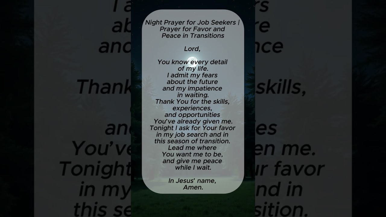 Night Prayer for Job Seekers | Prayer for Favor and Peace in Transitions