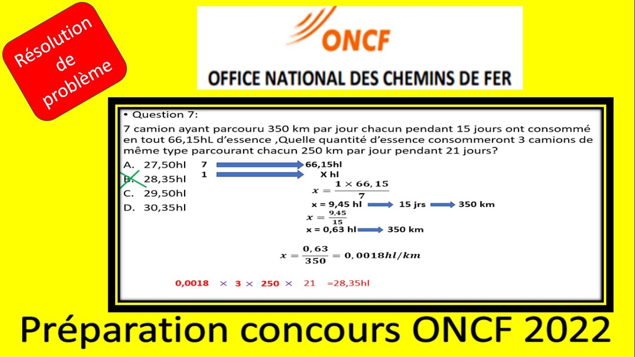 الإستعداد الجيد لمباراة المكتب الوطني للسكك الحديدية partie de résolution de problème