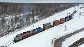 Awesome Aerial 4K View! Iowa Northern Railway &amp; GTW Geeps Work Moncton Gordon Yard Switcher CN 541