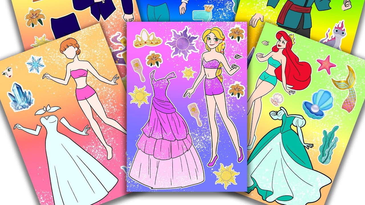 60 Minutes Satisfying with Disney Princess Wedding Sticker Book & Home made Sticker🎨 ASMR Paper DIY