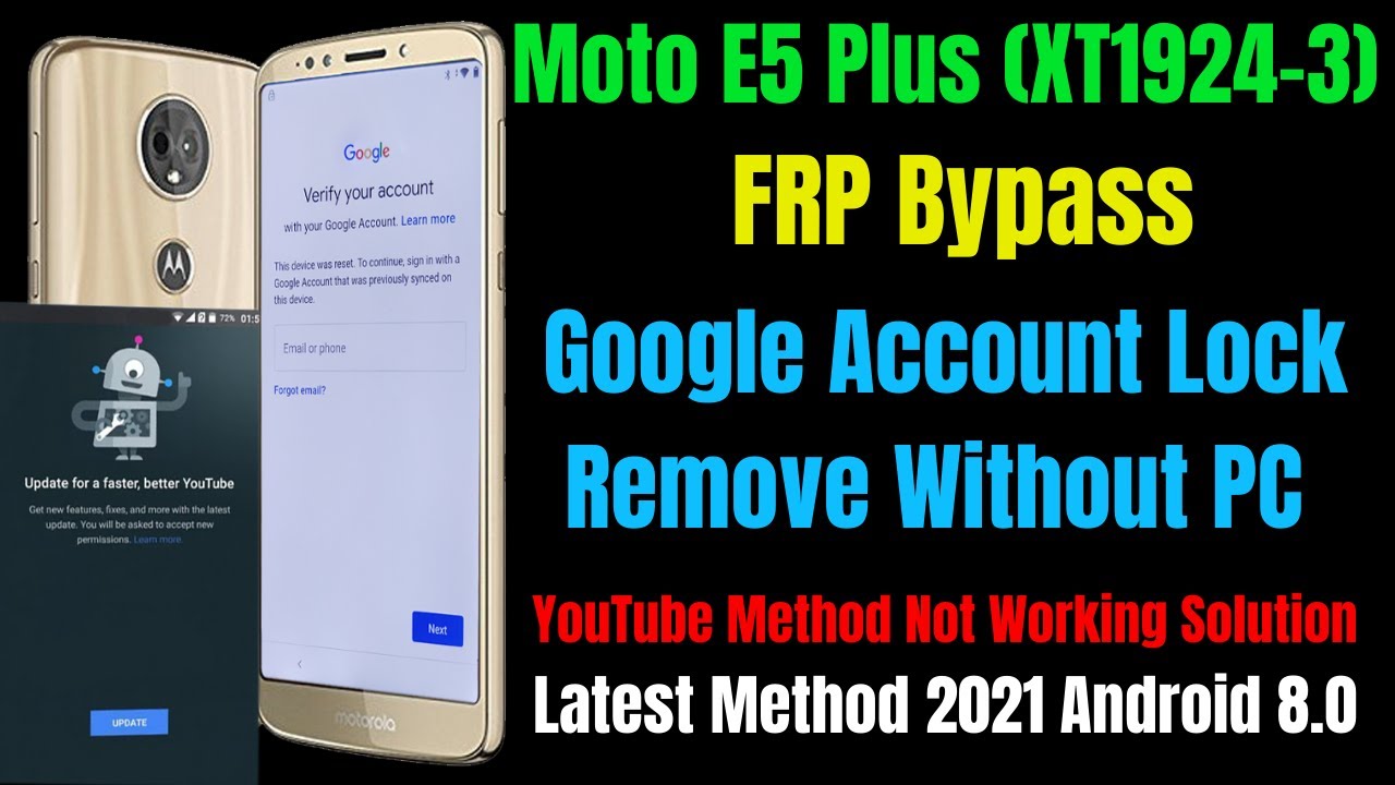 Moto E5 Plus (XT1924-3) Frp Bypass l Google Account Bypass l YouTube Method Not Working Solution