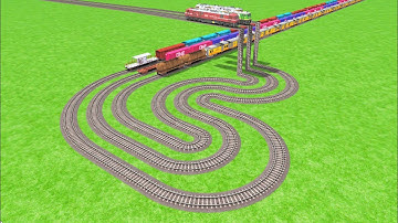 ALL REALISTIC EXPRESS TRAINS PASSING FOR BUMPY RAILROAD TRACKS ZIG ZAG TRACKS 🧲 TRAIN RAILROAD 