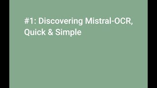#1: Quick Discovering mistral-ocr, Quick & Simple