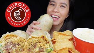 ASMR CHIPOTLE GIANT BARBACOA BURRITO + CHIPS &amp; QUESO MUKBANG (NO TALKING) EATING SOUNDS | Rossikle