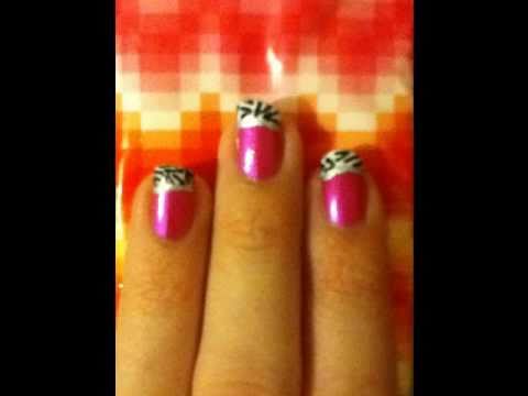 Pink Zebra French Tip Nail Tutorial (originally by Julieg713)