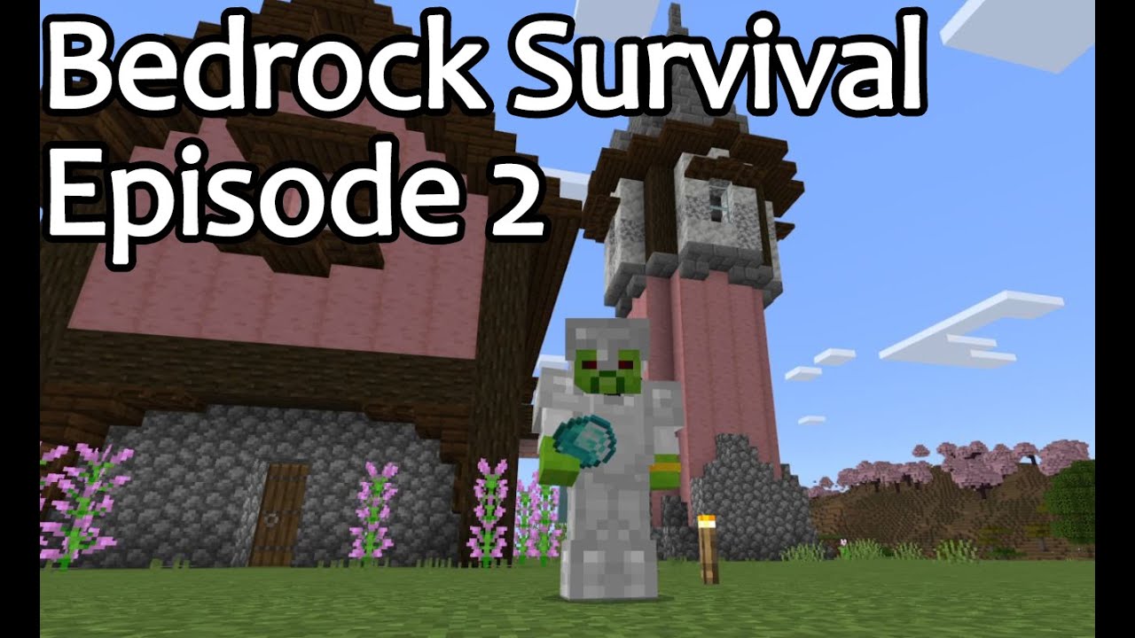 Minecraft Bedrock Survival Episode 2: Diamonds and Enchantment Tower ...