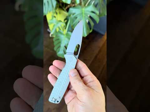 Asher Knives Spiro Silver Spacer S90V Petrified Fish Silver Twill Carbon Fiber Linerlock 