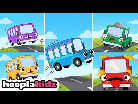 Five Little Buses Jumping On the Road | Colorful Buses Song