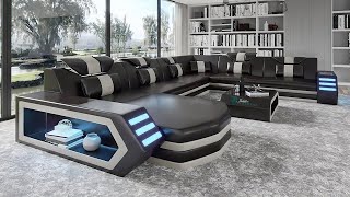 Eileend Leather Sectional Sofa with LED Lights | Futuristic Furniture  | Jubilee Furniture screenshot 4