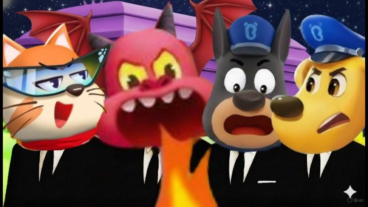 Sheriff Labrador | Police Vs A Fire Dragon | Coffin Dance Song (Cover) | Dancebuzbuz